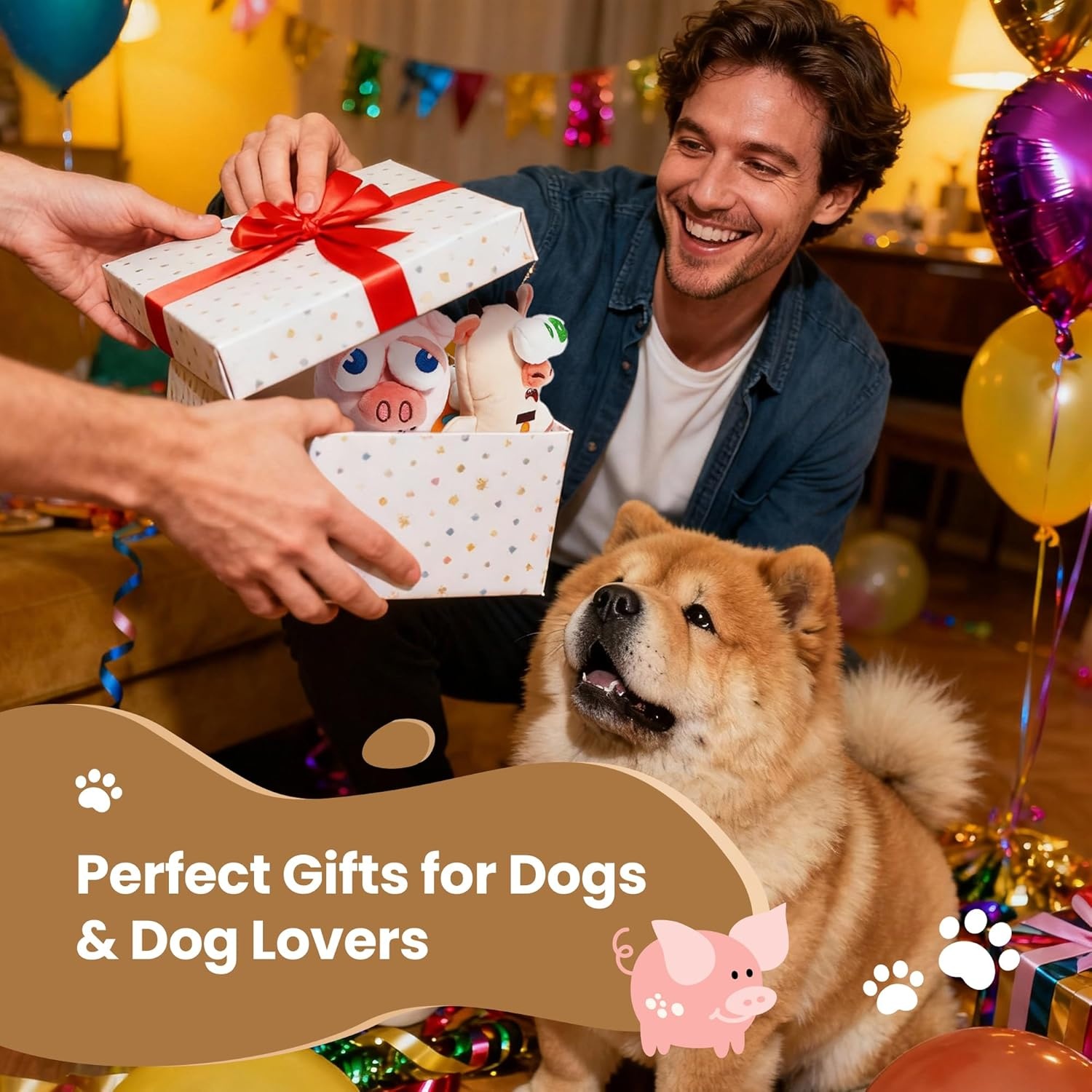 image:imageNocciola 5Pack Squeaky Dog Toys Durable Stuffed Critter Zoo Dog Toys with Unique Squeak Sounds to Keep Dogs Busy Puppy Toys for Small Medium and Large Dogs3 Different Animals