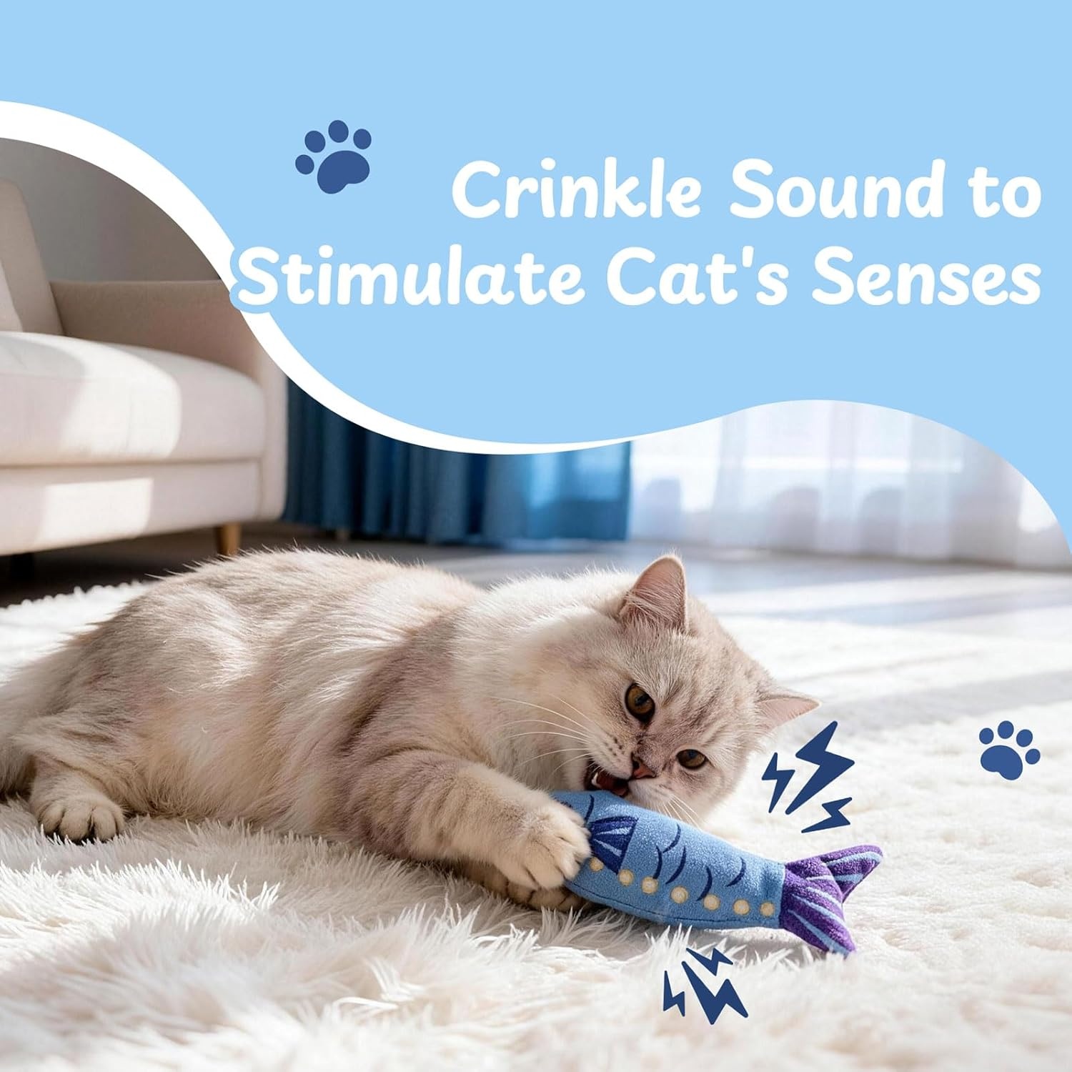 image:imageNocciola Catnip Toys for Indoor Cats 3 Pack Cat Toys Fish with Sardine Can Pouch Cat Nip Toys Cat Kicker Toy with Crinkle Paper Interactive Cat Toy for Kitten Enrichment Cat Gifts