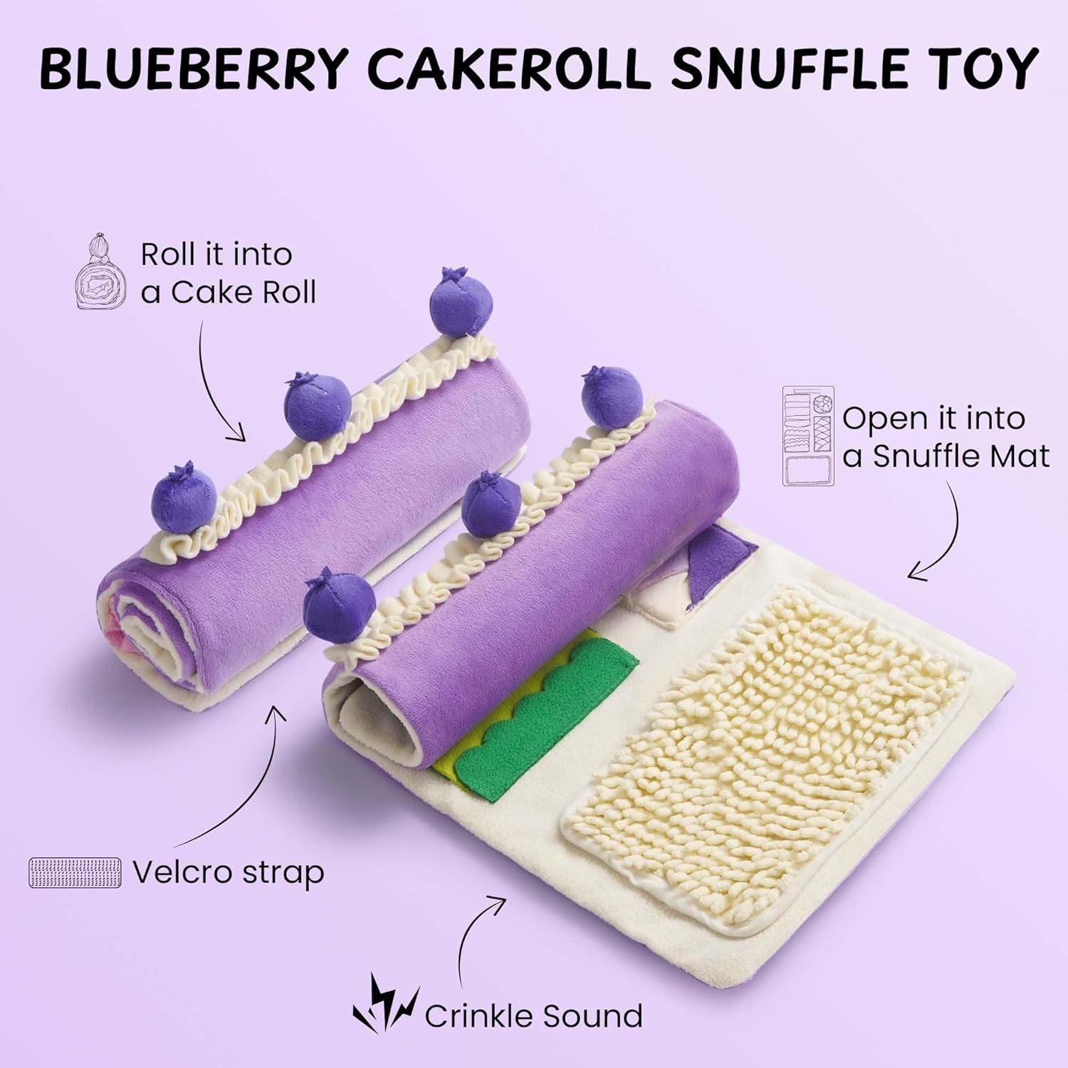 image:imageNocciola Dog Snuffle Toy Blueberry Cake Snuffle Mat for Puppies Puzzle Puppy Toy with Crinkle Hide and Seek Interactive Enrichment Toys for Small Medium Dogs Dog Gift Birthday Cake Toy