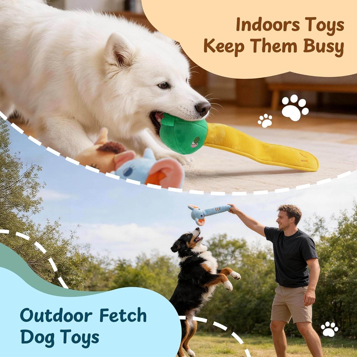 image:imageNocciola Dog Squeak Toys 2pcs Dog Toys to Keep Them Busy for Aggressive Chewers Hide and Seek Crinkle Dog Toy for Large Dogs Long Face Wild Animals Playground SeriesHorse Elephant Duck