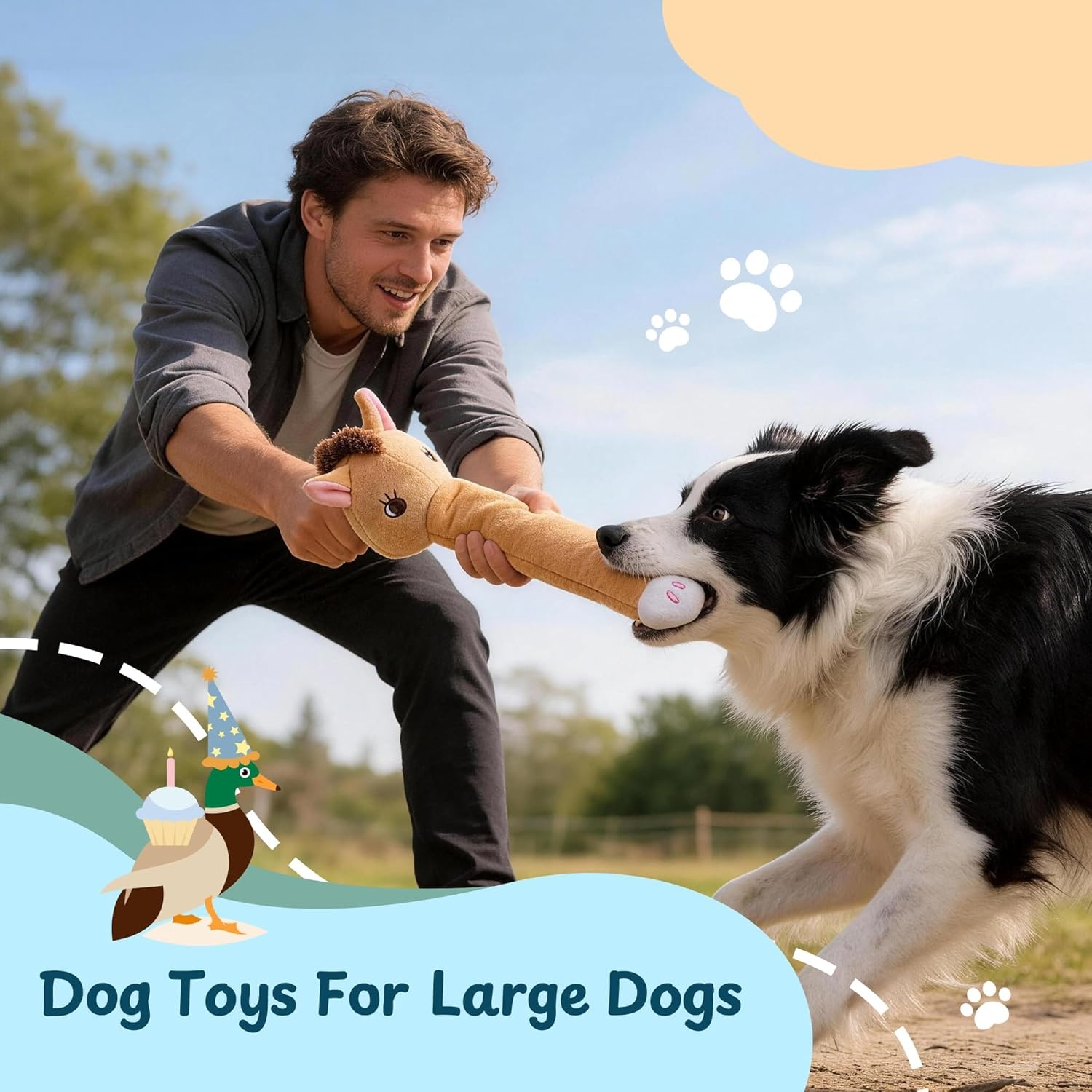 image:imageNocciola Dog Squeak Toys 2pcs Dog Toys to Keep Them Busy for Aggressive Chewers Hide and Seek Crinkle Dog Toy for Large Dogs Long Face Wild Animals Playground SeriesHorse Elephant Duck