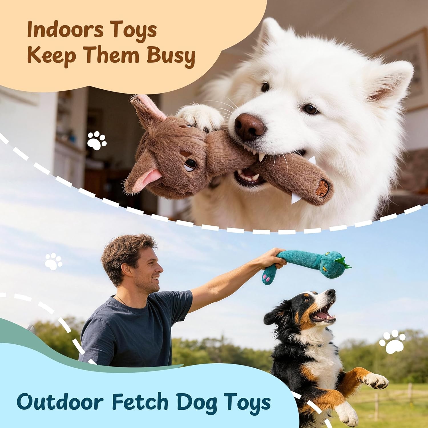 image:imageNocciola Dog Squeak Toys 2pcs Dog Toys to Keep Them Busy for Aggressive Chewers Hide and Seek Crinkle Dog Toy for Large Dogs Long Face Wild Animals Playground SeriesWolf Crocodile