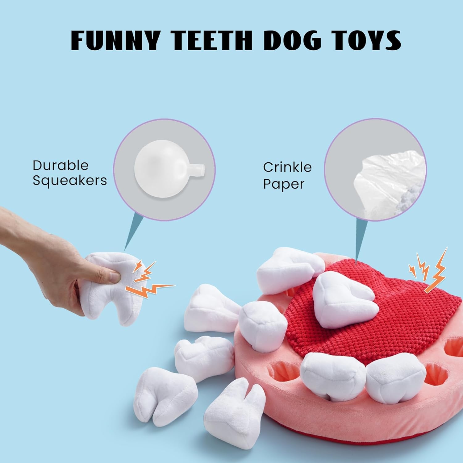 image:imageNocciola Interactive Teeth Dog Toys Enrichment Puzzle Funny Dog Toy for Small to Large Dogs Hide and Seek Dog Toys to Keep Dogs Busy White TeethWhite Teeth
