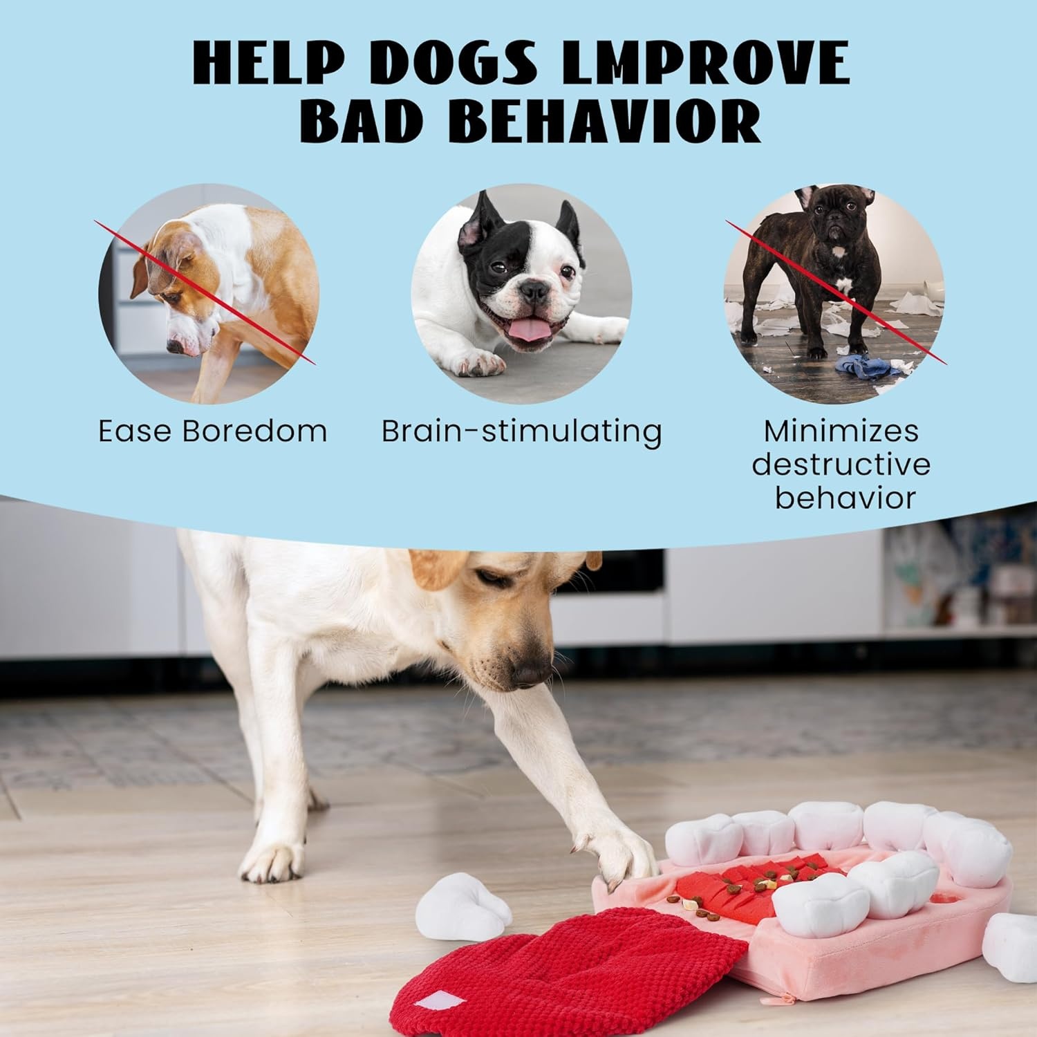 image:imageNocciola Interactive Teeth Dog Toys Enrichment Puzzle Funny Dog Toy for Small to Large Dogs Hide and Seek Dog Toys to Keep Dogs Busy White TeethWhite Teeth