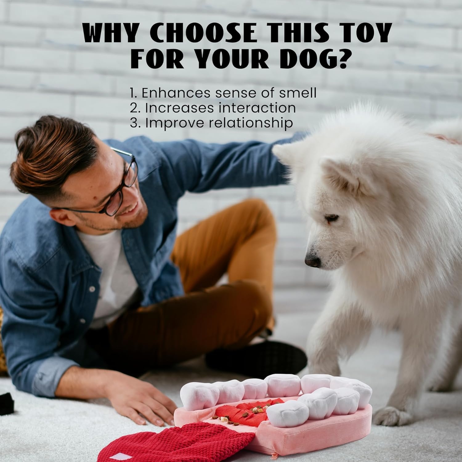 image:imageNocciola Interactive Teeth Dog Toys Enrichment Puzzle Funny Dog Toy for Small to Large Dogs Hide and Seek Dog Toys to Keep Dogs Busy White TeethWhite Teeth