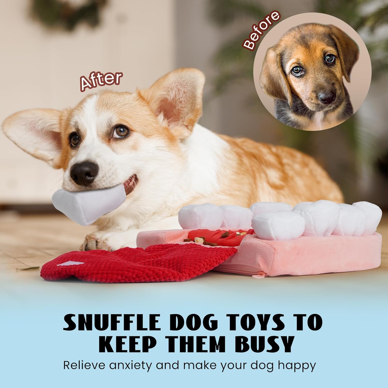 image:imageNocciola Interactive Teeth Dog Toys Enrichment Puzzle Funny Dog Toy for Small to Large Dogs Hide and Seek Dog Toys to Keep Dogs Busy White TeethWhite Teeth