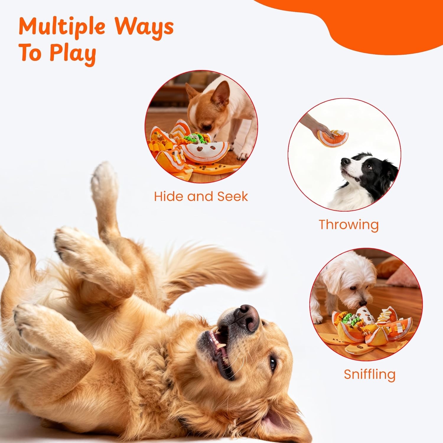 image:imageNocciola Pumpkin Puzzle Dog Toys Snuffle Interactive Dog Toy for Small Dogs Puppy Squeaky Toy with Crinkle Papers Hide and Seek Toy for BoredomYellow