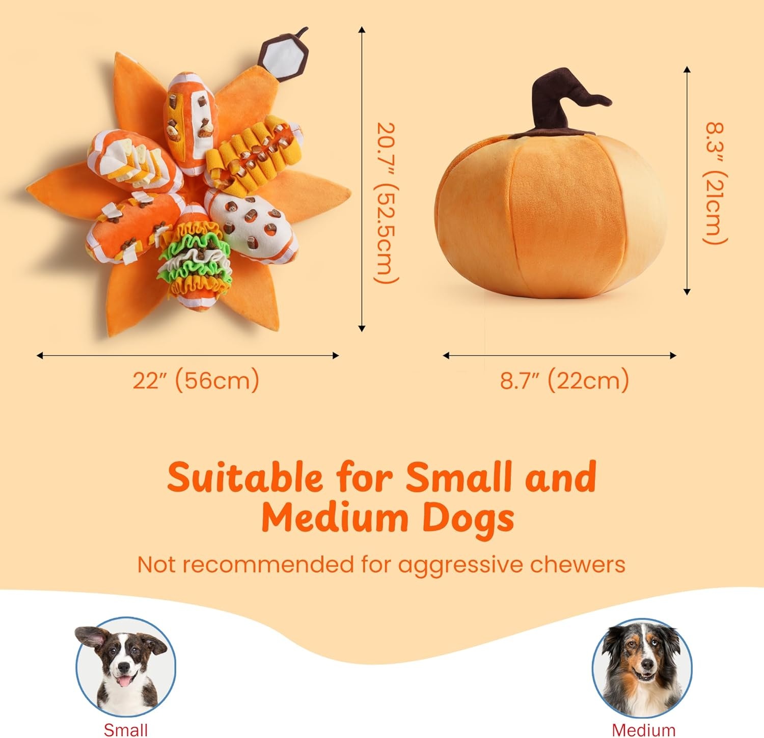 image:imageNocciola Pumpkin Puzzle Dog Toys Snuffle Interactive Dog Toy for Small Dogs Puppy Squeaky Toy with Crinkle Papers Hide and Seek Toy for BoredomYellow
