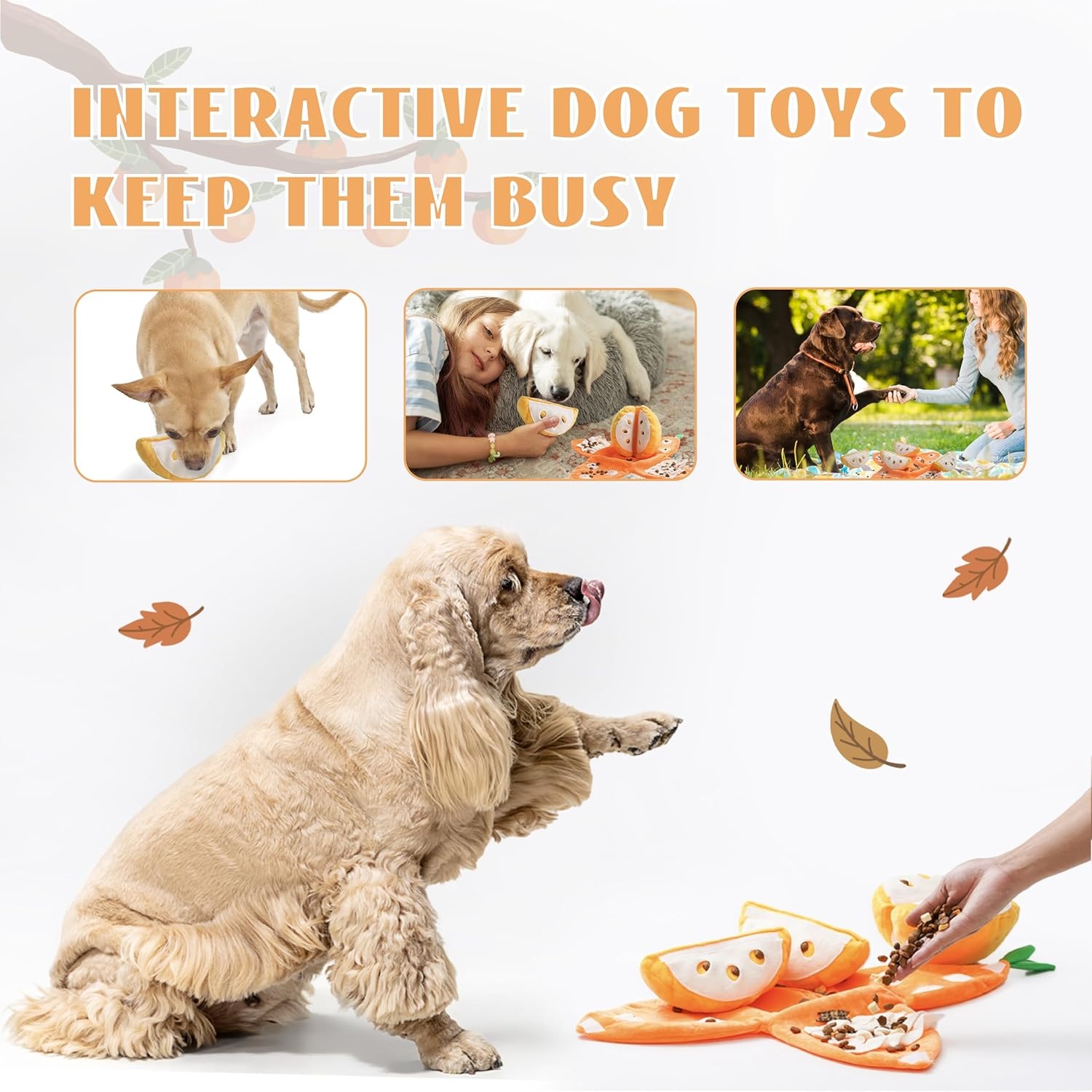 image:imageNocciola Pumpkin Puzzle Dog Toys Snuffle Interactive Dog Toy for Small Dogs Puppy Squeaky Toy with Crinkle Papers Hide and Seek Toy for Boredomorange