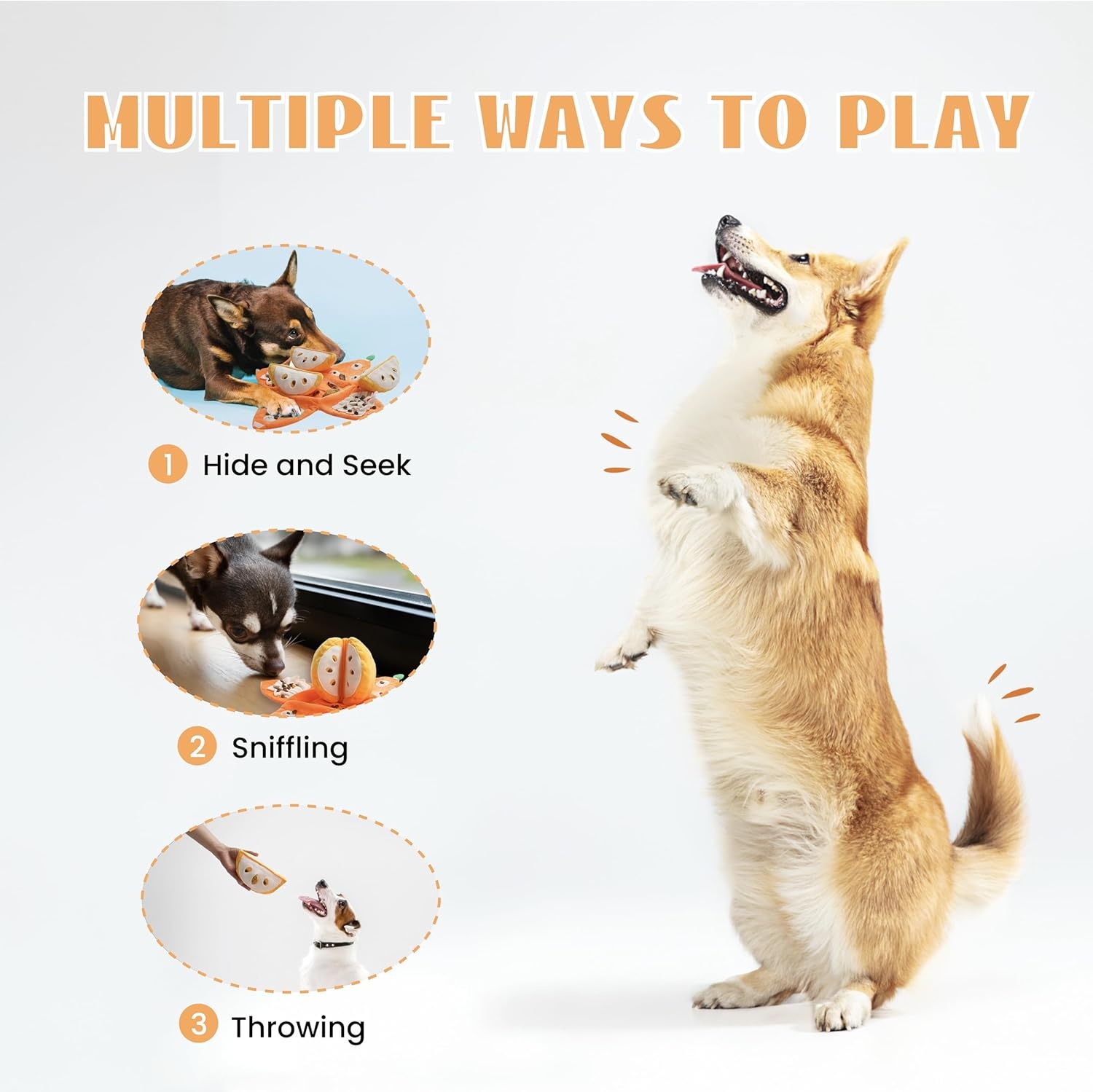 image:imageNocciola Pumpkin Puzzle Dog Toys Snuffle Interactive Dog Toy for Small Dogs Puppy Squeaky Toy with Crinkle Papers Hide and Seek Toy for Boredomorange