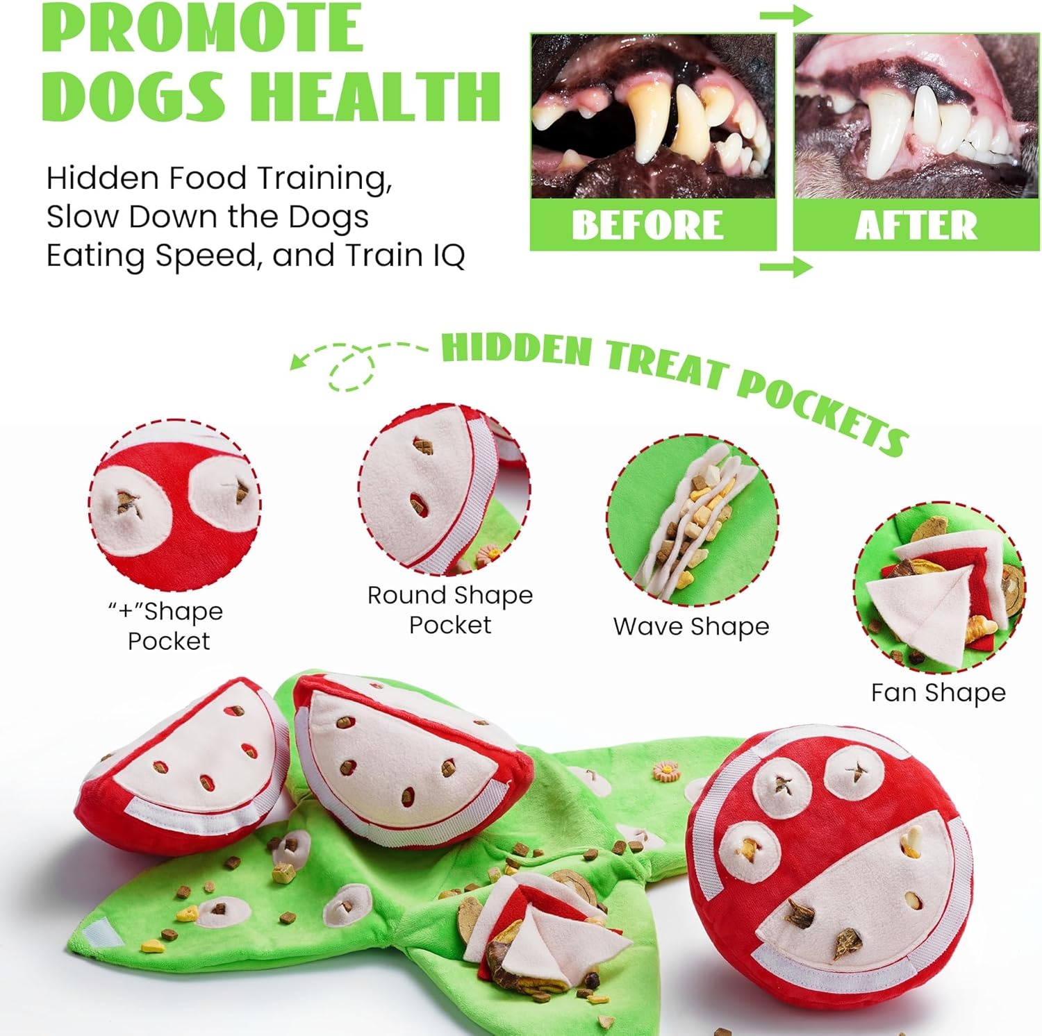 image:imageNocciola Pumpkin Puzzle Dog Toys Snuffle Interactive Dog Toy for Small Dogs Puppy Squeaky Toy with Crinkle Papers Hide and Seek Toy for Boredomwatermelon