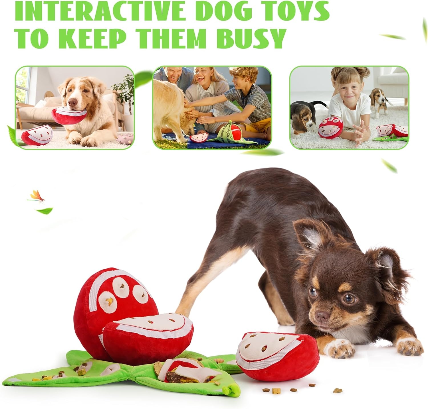 image:imageNocciola Pumpkin Puzzle Dog Toys Snuffle Interactive Dog Toy for Small Dogs Puppy Squeaky Toy with Crinkle Papers Hide and Seek Toy for Boredomwatermelon