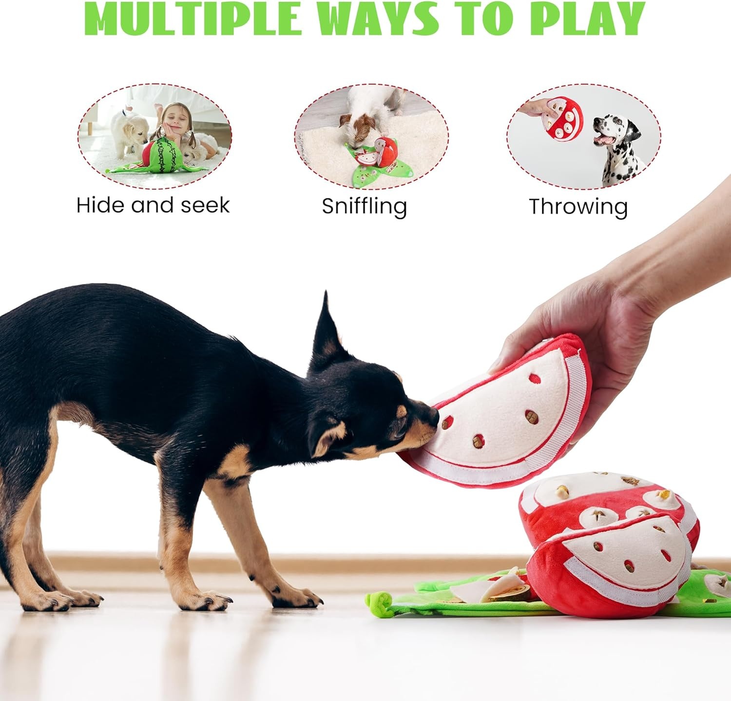 image:imageNocciola Pumpkin Puzzle Dog Toys Snuffle Interactive Dog Toy for Small Dogs Puppy Squeaky Toy with Crinkle Papers Hide and Seek Toy for Boredomwatermelon