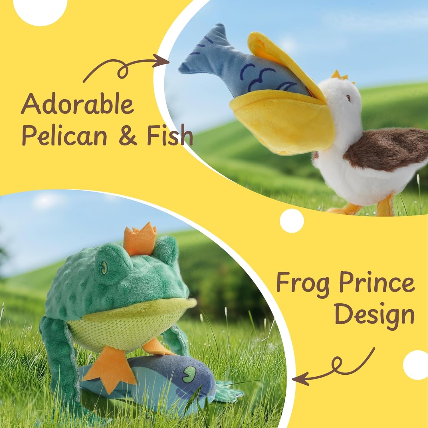 image:imageNocciola Rip and Reveal Squeaky Dog Toys 2 Pack Plush Animal Puzzle Set Frog amp Pelican Suprise Toys Inside with Squeaker Crinkle Part Enrichment Toys for Large Medium Dogs