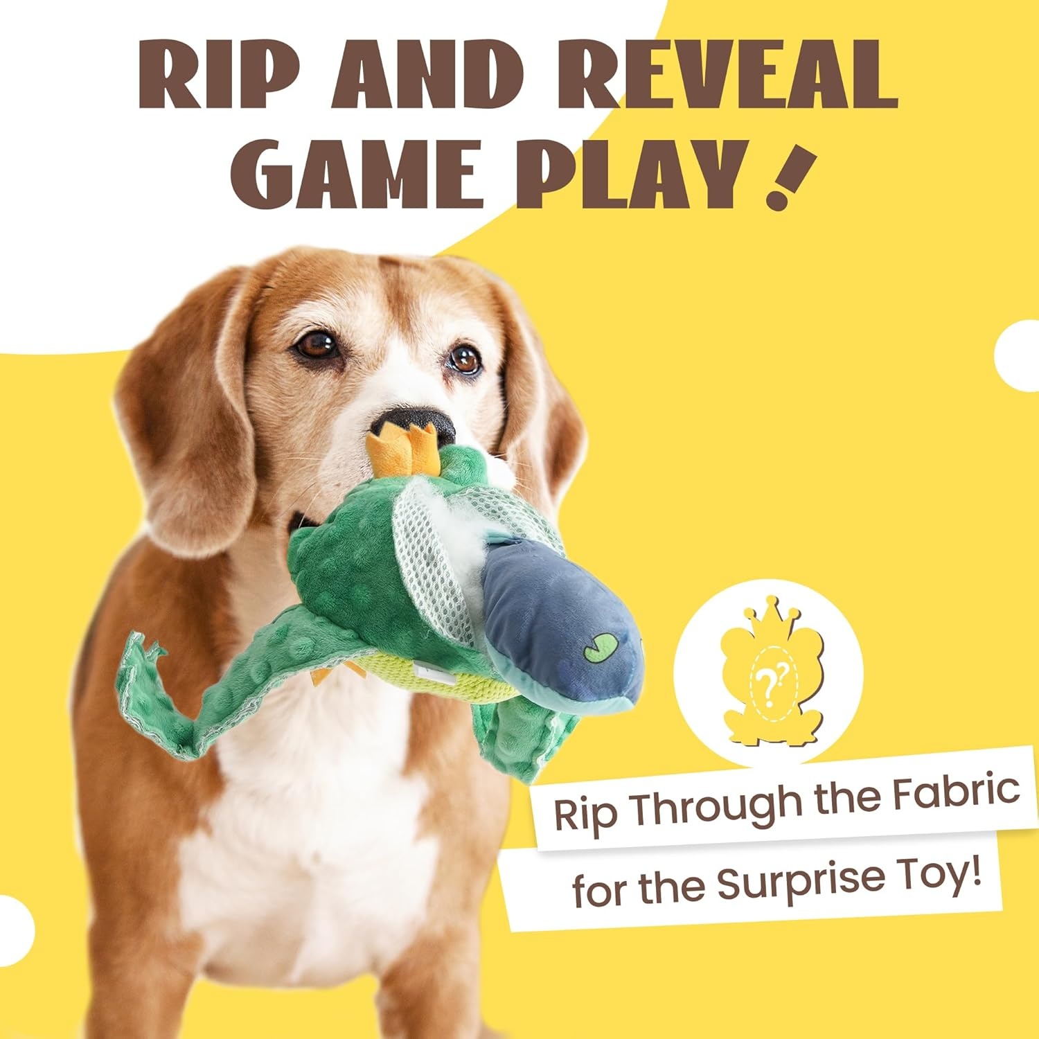 image:imageNocciola Rip and Reveal Squeaky Dog Toys 2 Pack Plush Animal Puzzle Set Frog amp Pelican Suprise Toys Inside with Squeaker Crinkle Part Enrichment Toys for Large Medium Dogs
