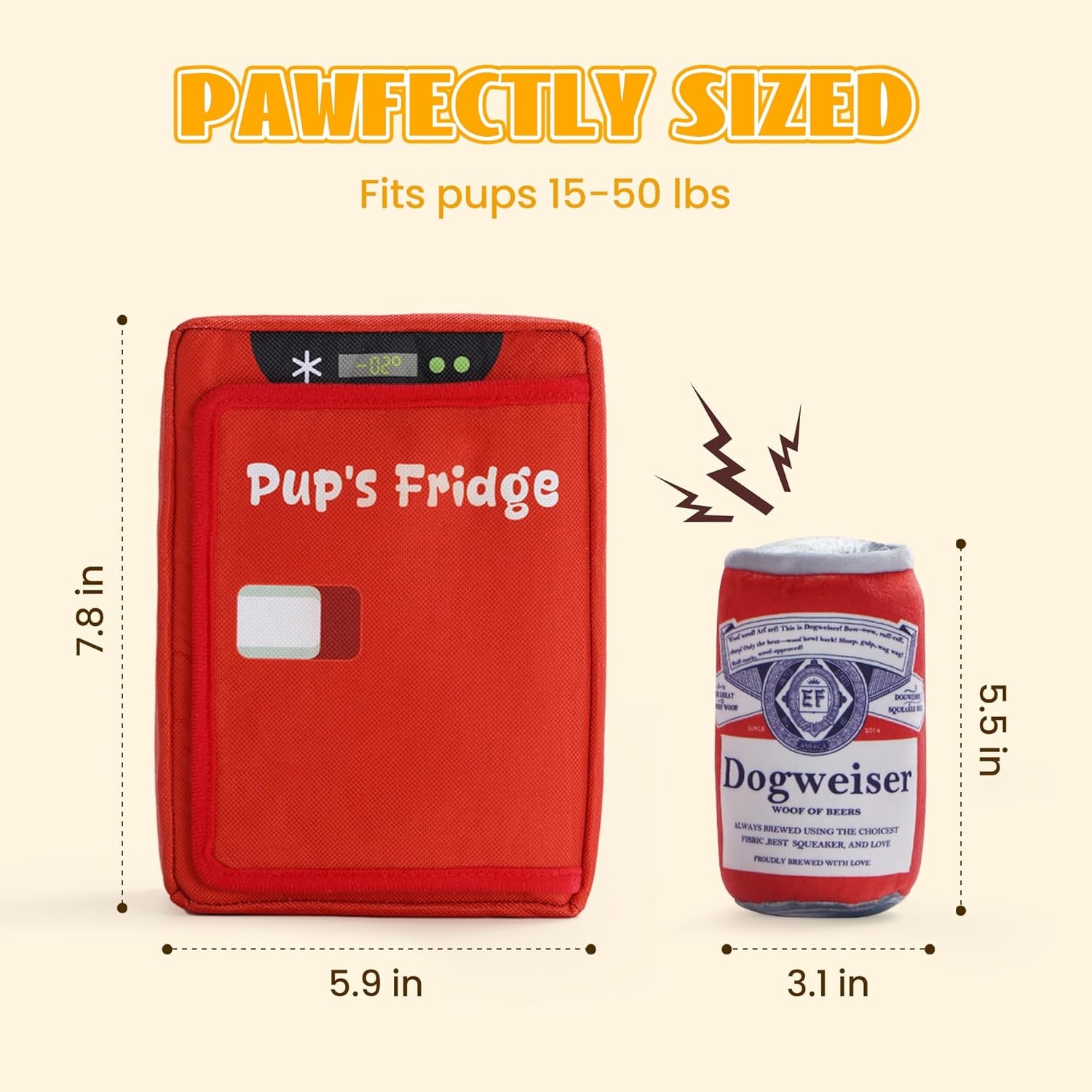 image:imageNocciola Squeaky Beer Dog Toys with a Fridge Funny Crinkle Hide and Seek Dog Chew Toys for Small Medium Large Breeds Plush Stuffed Puppy Birthday GiftsBeer