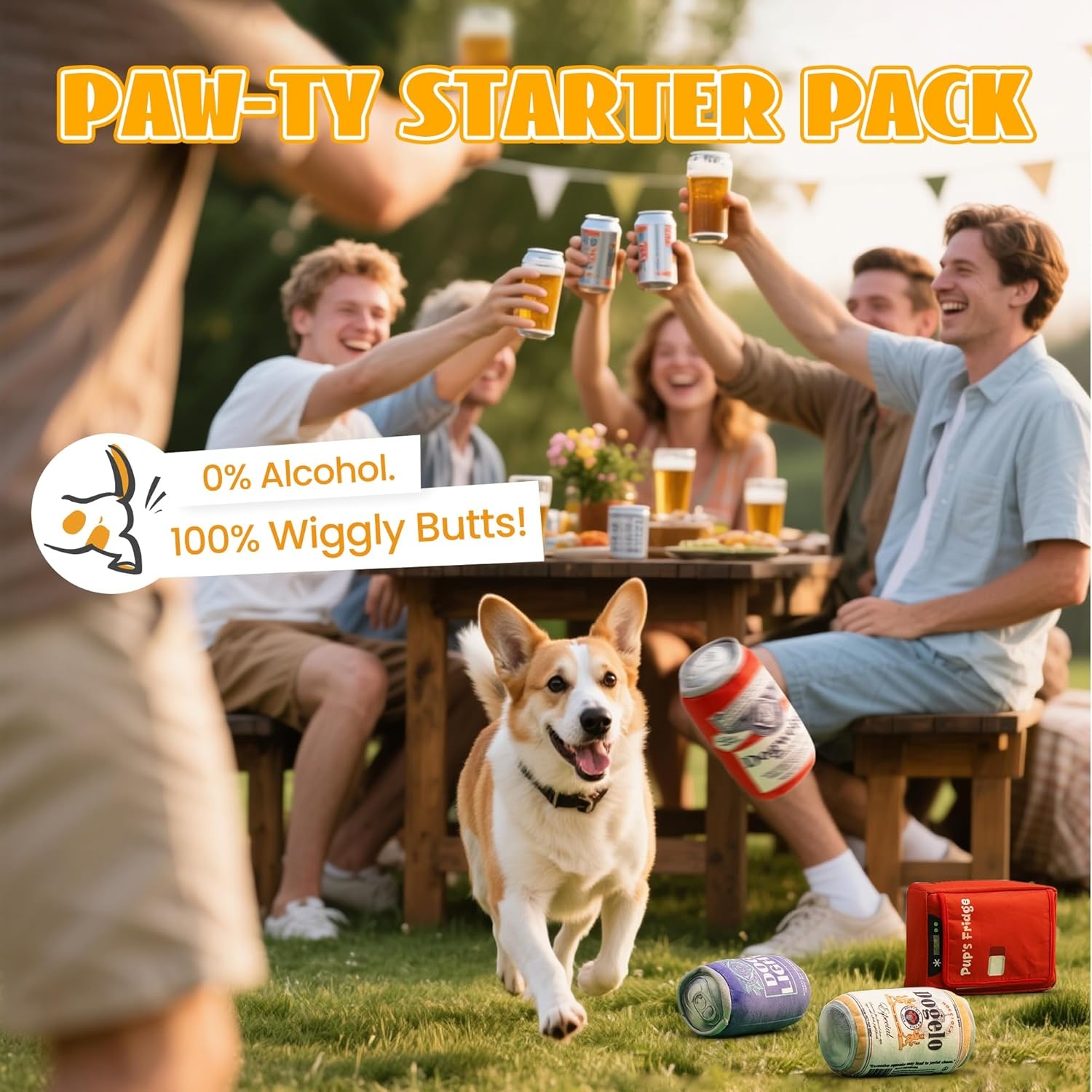image:imageNocciola Squeaky Beer Dog Toys with a Fridge Funny Crinkle Hide and Seek Dog Chew Toys for Small Medium Large Breeds Plush Stuffed Puppy Birthday GiftsBeer