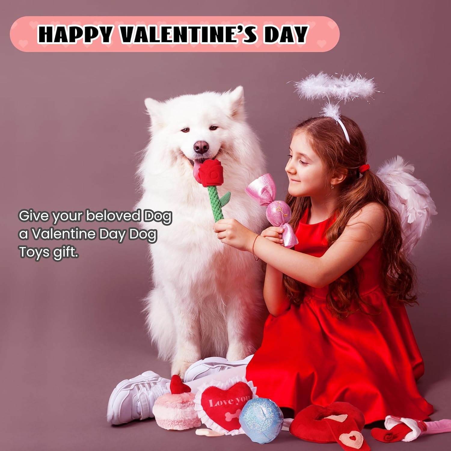 image:imageNocciola Squeaky Dog Toys for Girls Adorable Plush Ruffled Rose Heart Puppy Toy to Keep Them Busy for Small Medium and Large Breeds 7 Pack7 PCS