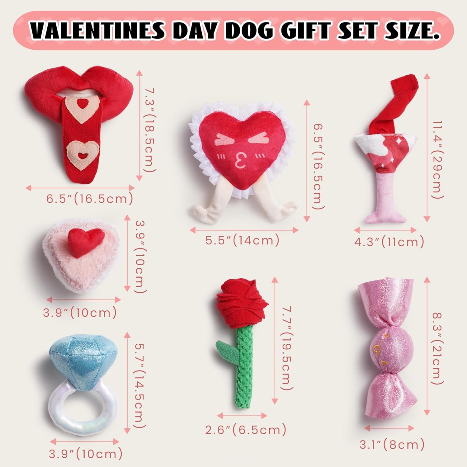 image:imageNocciola Squeaky Dog Toys for Girls Adorable Plush Ruffled Rose Heart Puppy Toy to Keep Them Busy for Small Medium and Large Breeds 7 Pack7 PCS