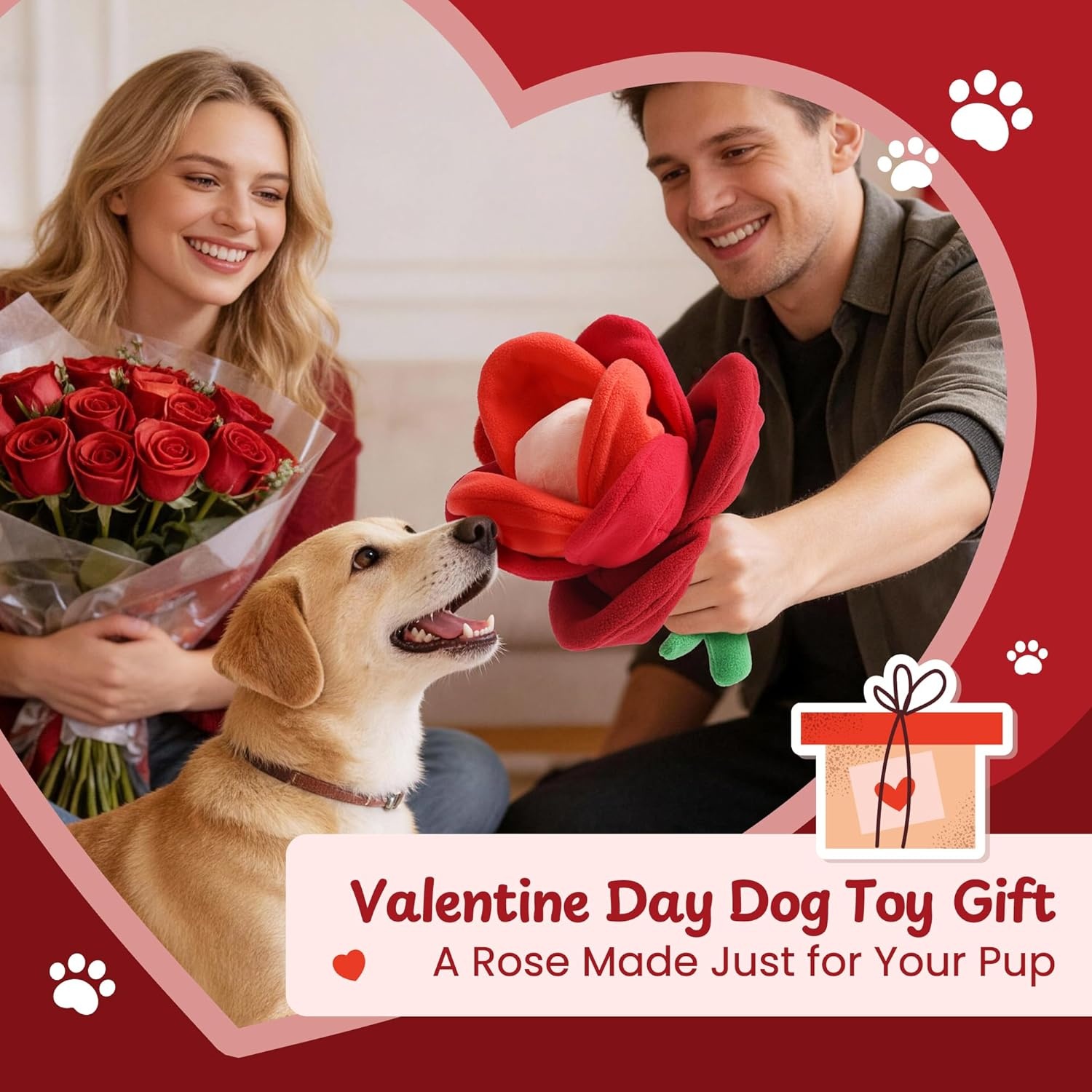 image:imageNocciola Valentine Day Tearable Pull Apart Dog Toy Interactive Rose Plush with Squeaky amp Crinkle Hide Treats Puzzle Toy for Aggressive Chewers Gift for Small Medium Large Dogs