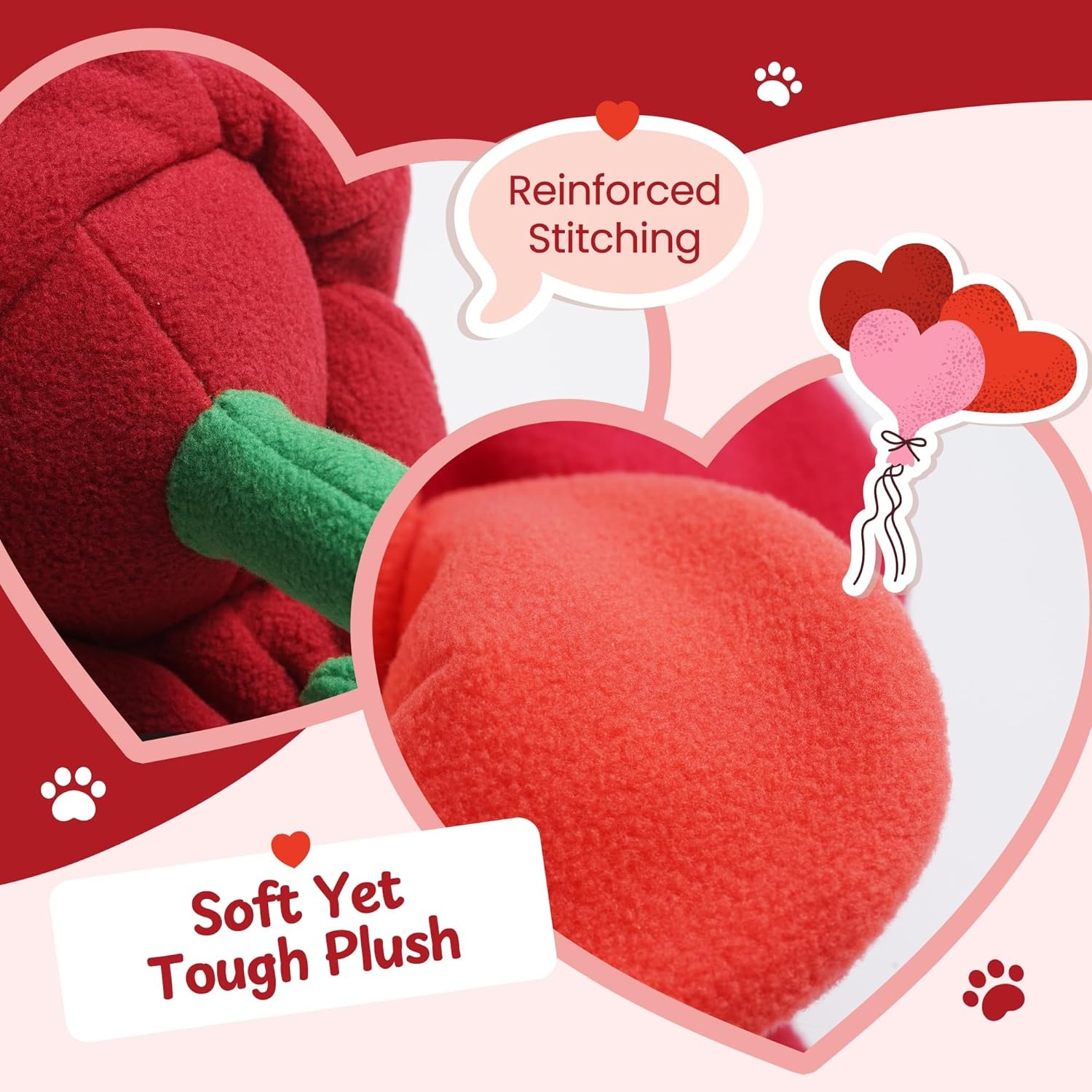 image:imageNocciola Valentine Day Tearable Pull Apart Dog Toy Interactive Rose Plush with Squeaky amp Crinkle Hide Treats Puzzle Toy for Aggressive Chewers Gift for Small Medium Large Dogs
