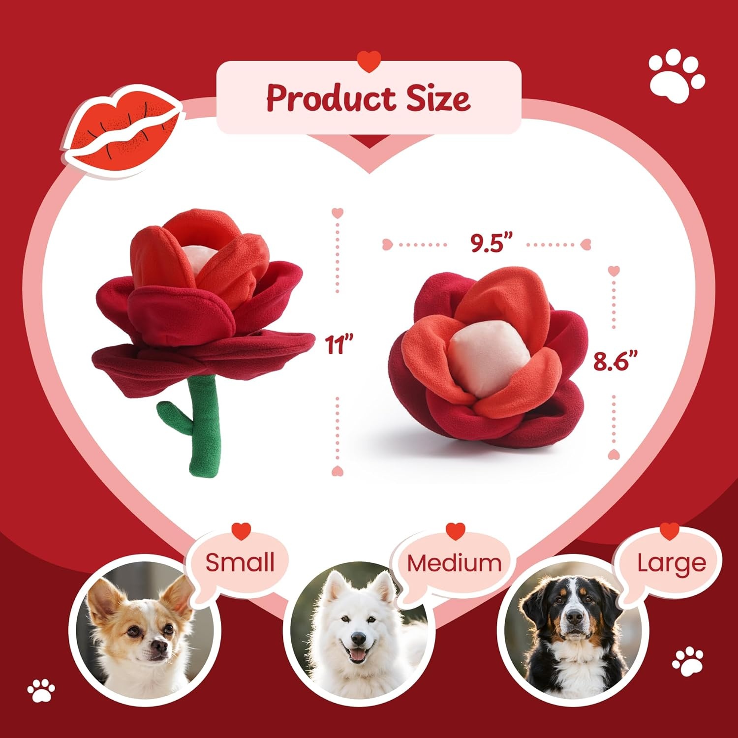 image:imageNocciola Valentine Day Tearable Pull Apart Dog Toy Interactive Rose Plush with Squeaky amp Crinkle Hide Treats Puzzle Toy for Aggressive Chewers Gift for Small Medium Large Dogs