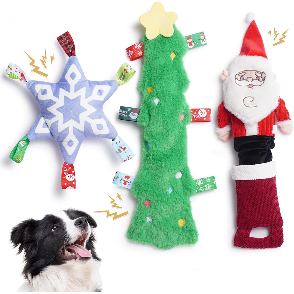 image:imageNocciola 3 Pack Christmas Dog Toys Interactive Crinkle Dog Squeaky Toys Plush Dog Toys for Christmas Christmas Toys for Puppy Small Medium Large Dogs amp Aggressive Chewers3 PCS