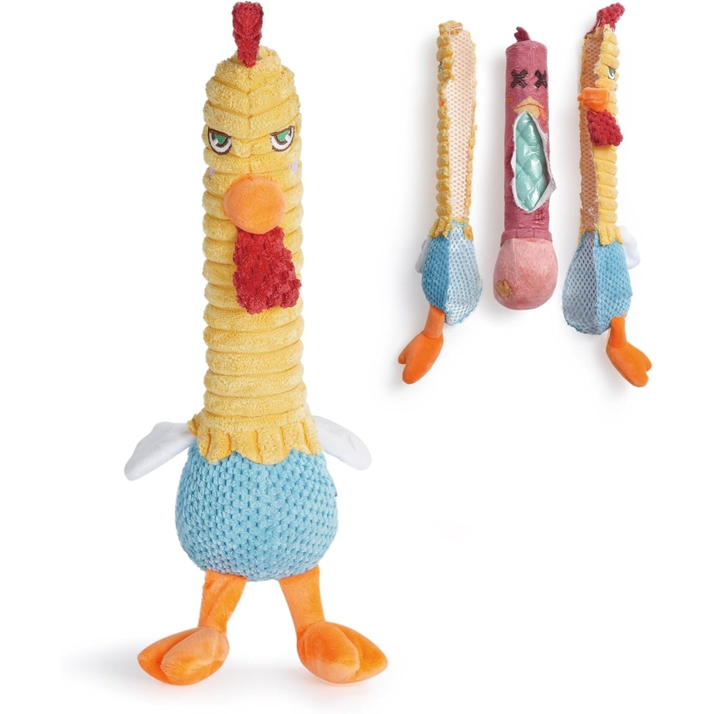 image:imageNocciola 3 in 1 Rip and Reveal Chicken Dog Toy Suprise Toys Inside Durable Stuffed Squeaky Crinkle Chew Animal Toy for Medium Large Breed Funny Cute Teething Keep Busy Pet SuppliesSqueaky Chicken