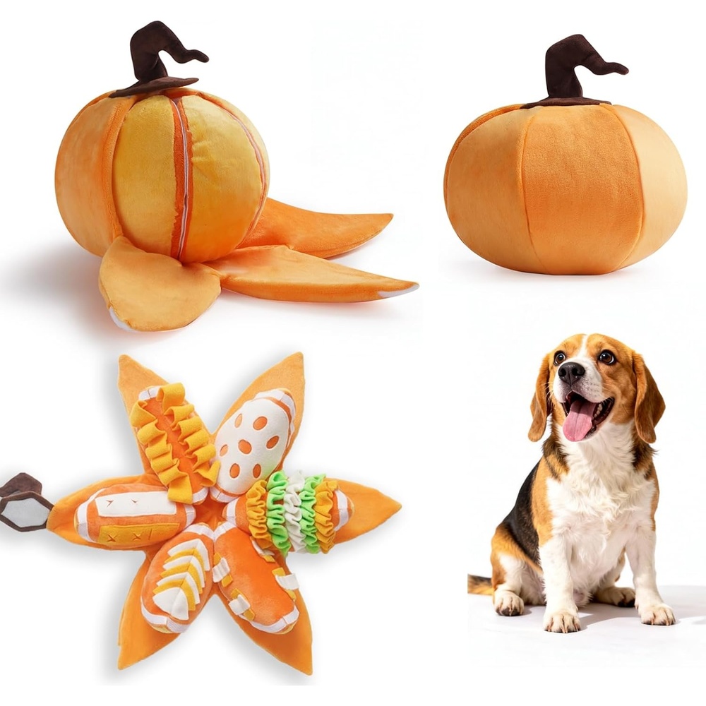 image:imageNocciola Pumpkin Puzzle Dog Toys Snuffle Interactive Dog Toy for Small Dogs Puppy Squeaky Toy with Crinkle Papers Hide and Seek Toy for BoredomYellow