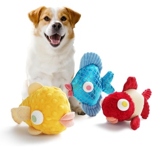 image:imageNocciola 5Pack Squeaky Dog Toys Durable Stuffed Critter Zoo Dog Toys with Unique Squeak Sounds to Keep Dogs Busy Puppy Toys for Small Medium and Large Dogs3 Different Fish